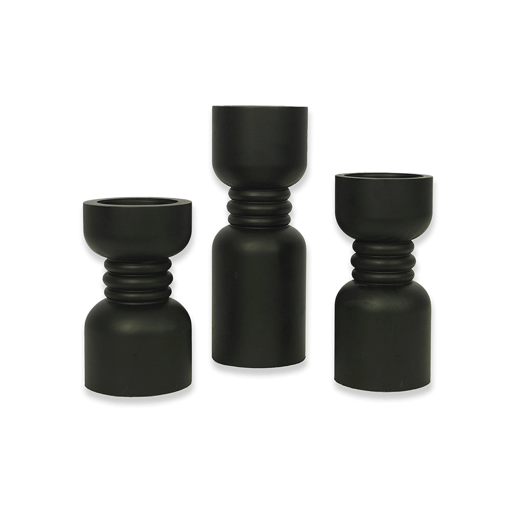 CANDLE SET OF 3 PCS - BLACK