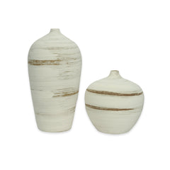 VASE SET 2 PCS - ANTIQUE WHITE