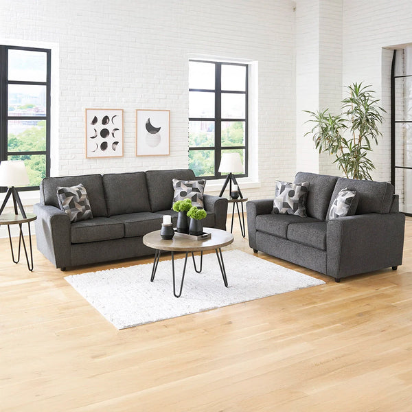Cascilla dark gray sofa set with loveseat