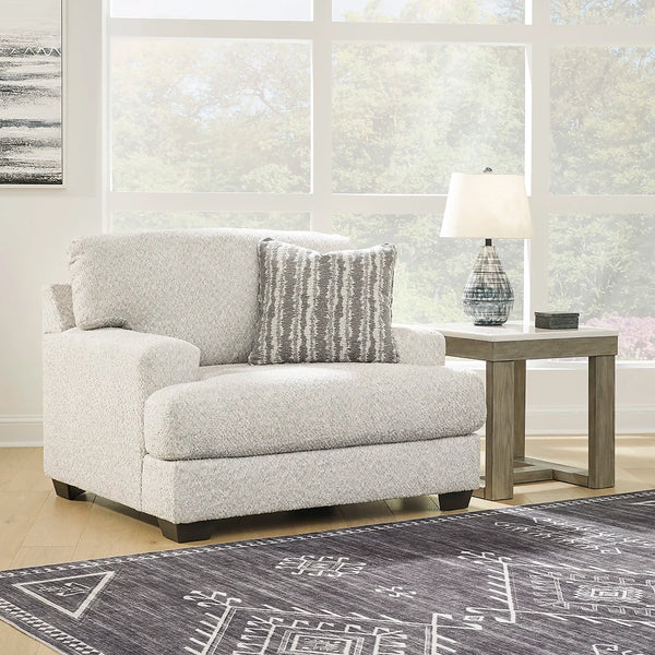 Contemporary oversized chair with plush multi-tonal fabric and neutral style