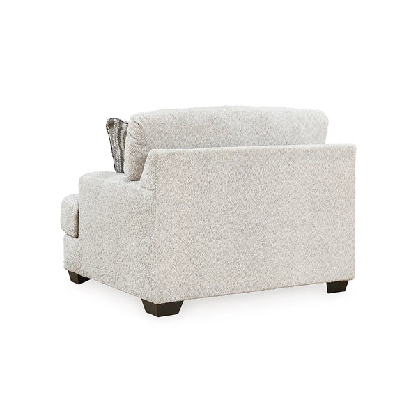 Oversized chair with high-resiliency foam cushions and soft polyester upholstery