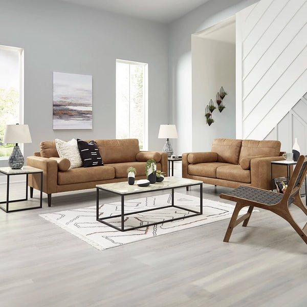 Telora 3-piece brown sofa set ��� modern corner sofa and sofa couch for living room.