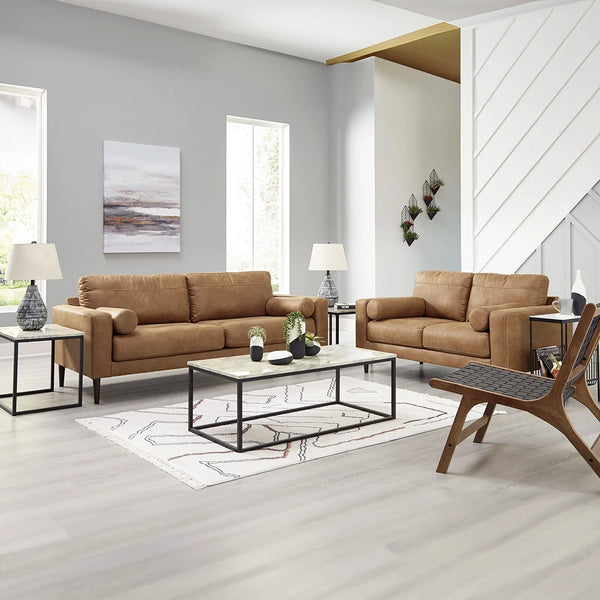 Brown corner sofa set with modular design and single sofa from Telora collection.