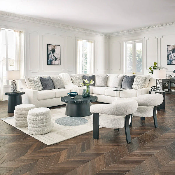 Midas Accomplished sectional in light gray upholstery