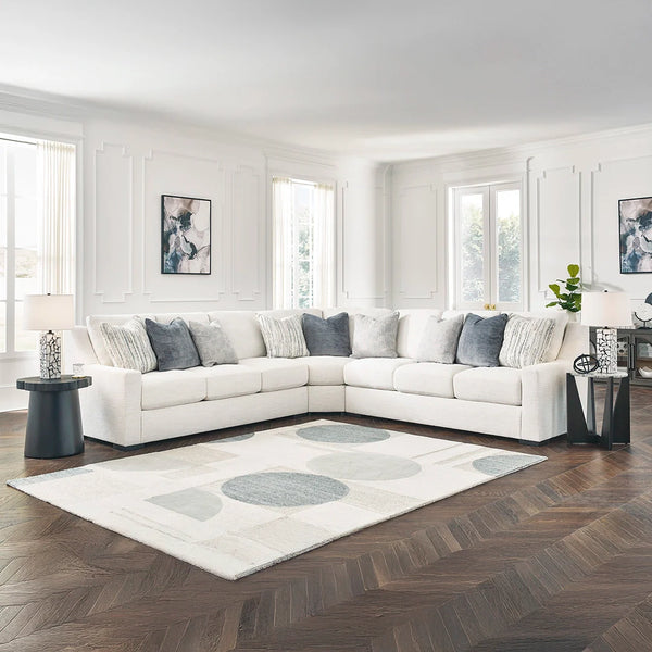 Modern minimalist sofa with plush cushions and throw pillows