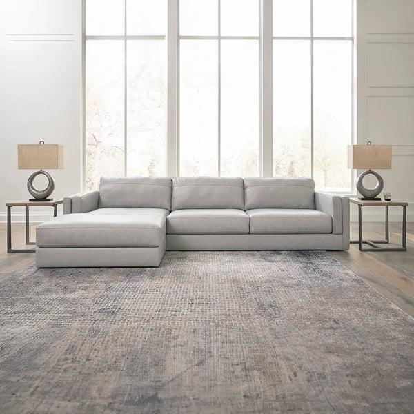 Amiata sectional sofa with chaise in genuine leather and faux leather upholstery