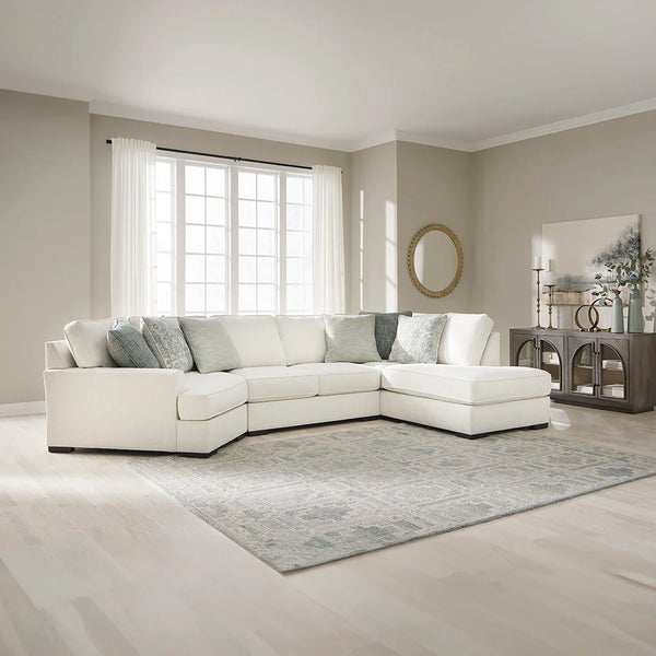 Flynndale beige 3-piece sectional sofa with right-arm chaise
