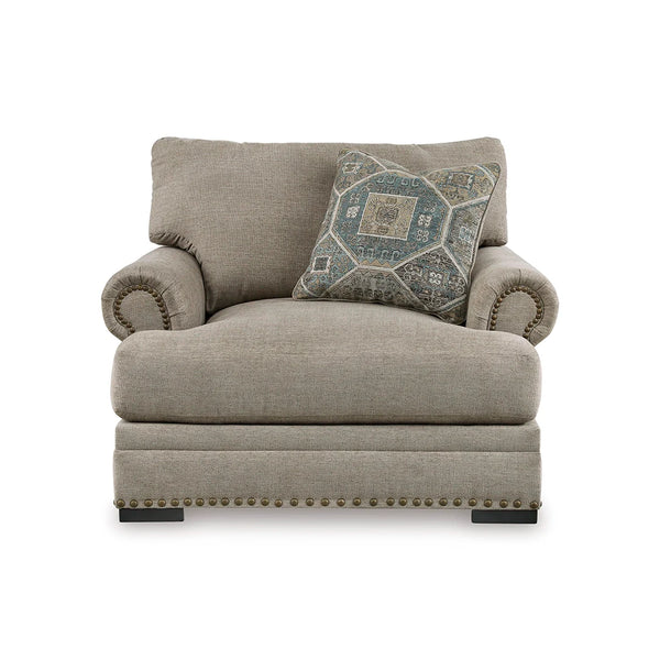 Comfortable modern chair with reversible cushions and accent pillows