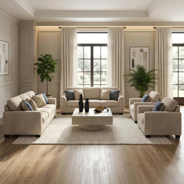 PANOLA SOFA SET 4 PCS - BROWN