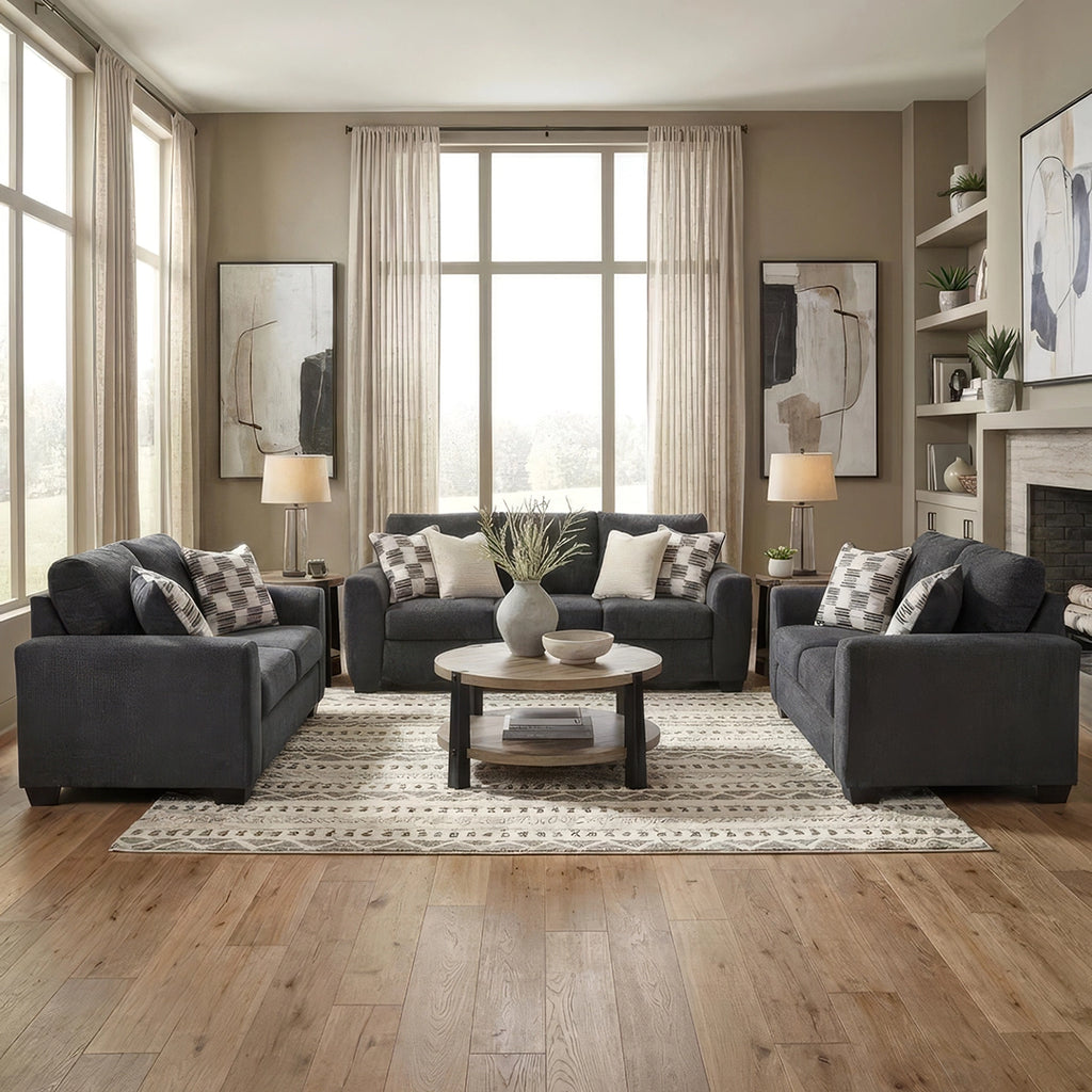 LOREO SOFA SET 3 PCS - DARK GREY