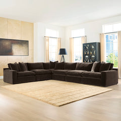 Maxton Heights SECTIONAL SOFA 6 PCS - DARK BROWN