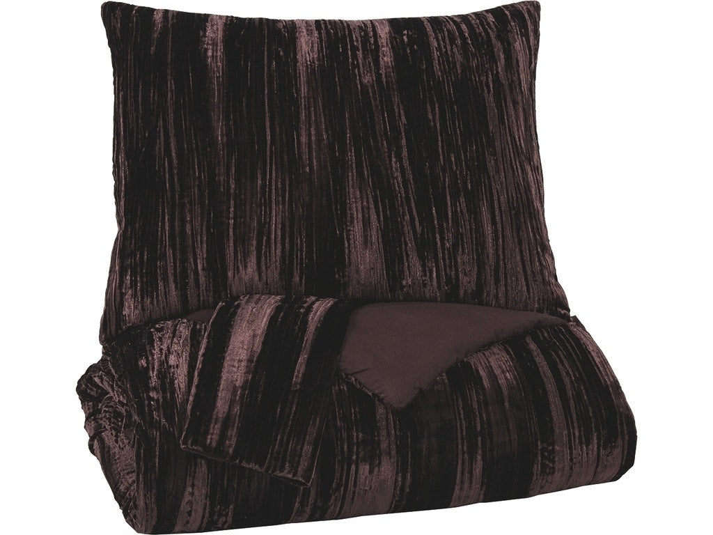 WANETE BEDDING KING SET OF 3 - BLACK