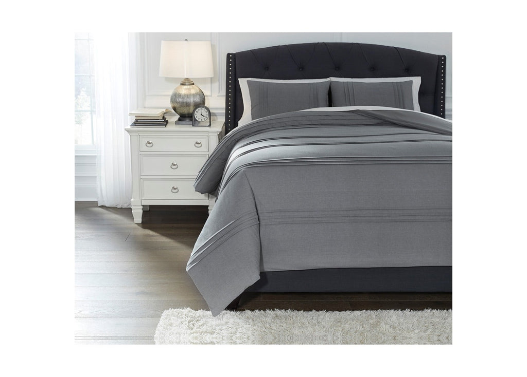 MATTIAS BEDDING KING SIZE 3 PCS - GREY