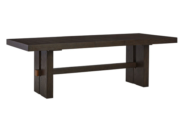 BURKHAUS DINING TABLE SET 8 CHAIRS + BUFFET - BROWN