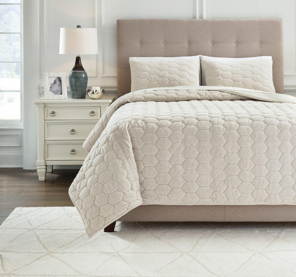 HESPER QUEEN BEDDING SET OF 3 - WHITE