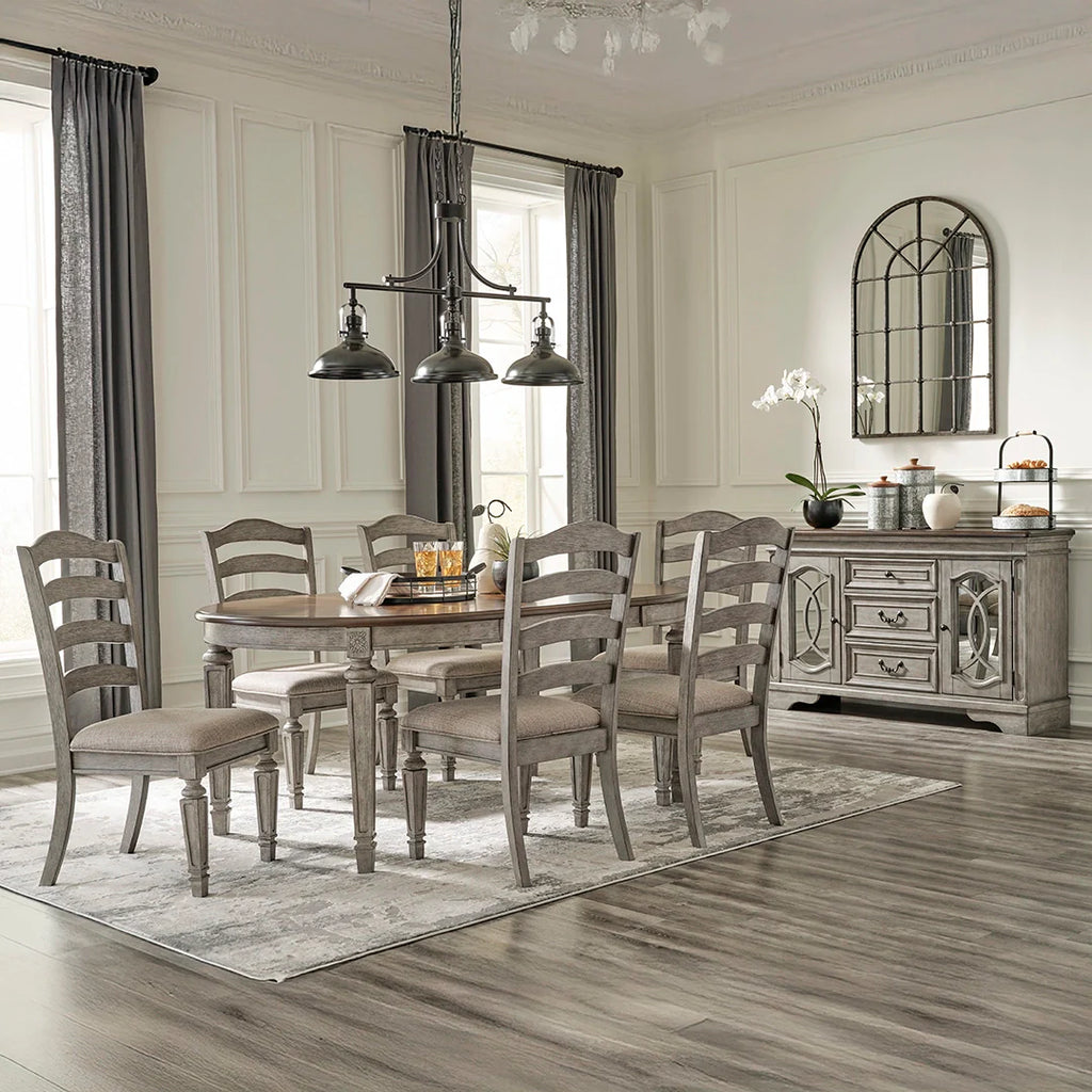 LODENBAY DINING TABLE SET 6 CHAIRS + BUFET