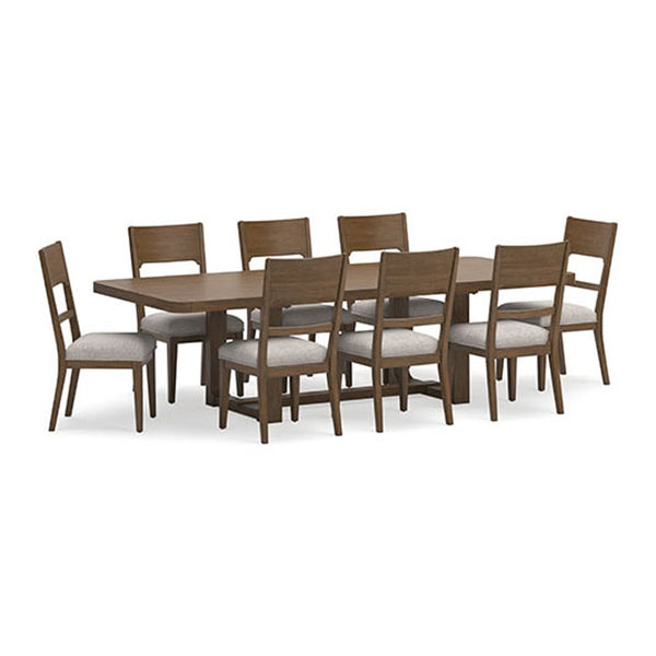 CABALYNN DINING TABLE SET 8 CHAIRS - BROWN