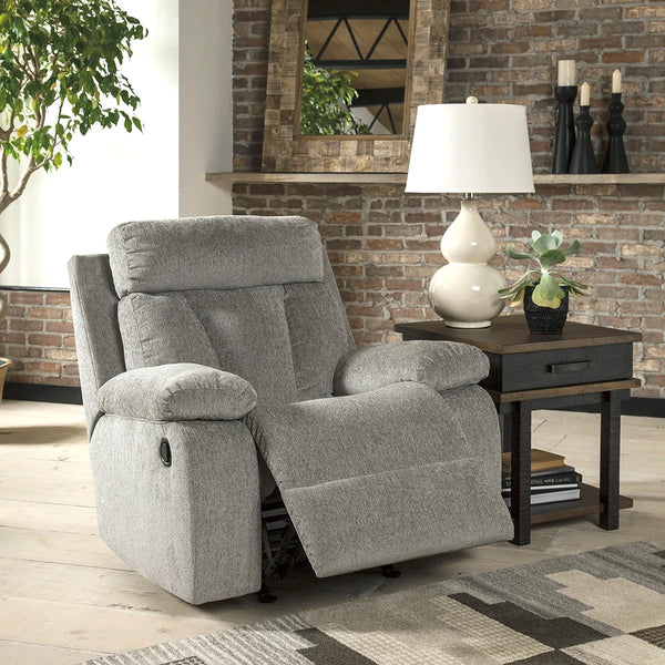 Comfortable recliner chair featuring gentle rocking motion and polyester upholstery ��� Ashley UAE