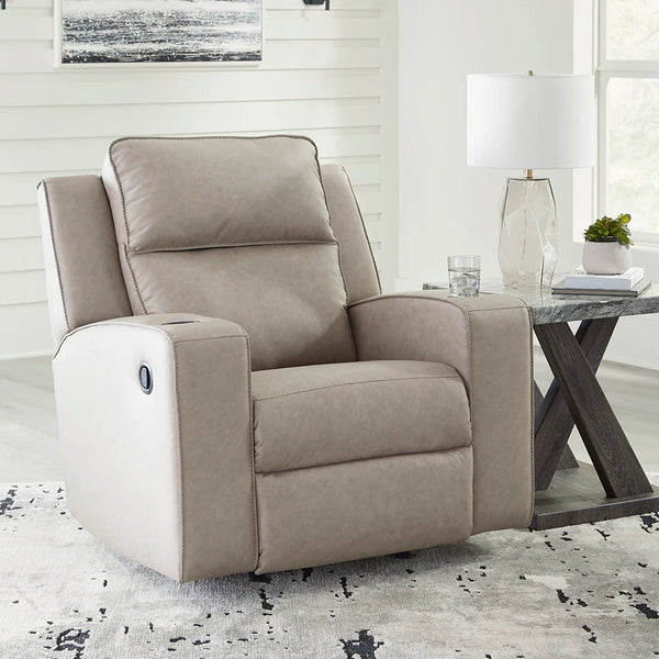 Lavenhorne rocker recliner in padded faux leather with cup holders ��� Ashley UAE