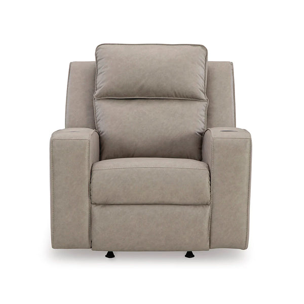 Stylish faux leather recliner chair with sleek track arms and rocking motion ��� Ashley UAE