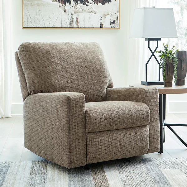 Bristaview dark beige rocker recliner in soft chenille fabric with smooth reclining ��� Ashley UAE