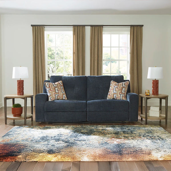 Modern tufted reclining sofa Dubai with chic design and pull-tab motion.