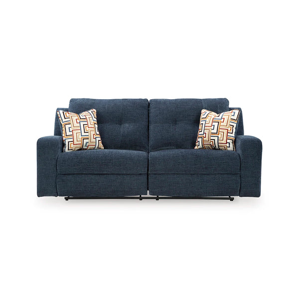 Contemporary corner recliner sofa in Dubai with tufted back and soft fabric.
