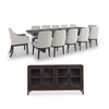BURKHAUS DINING TABLE SET 12 CHAIRS + BUFFET - BROWN