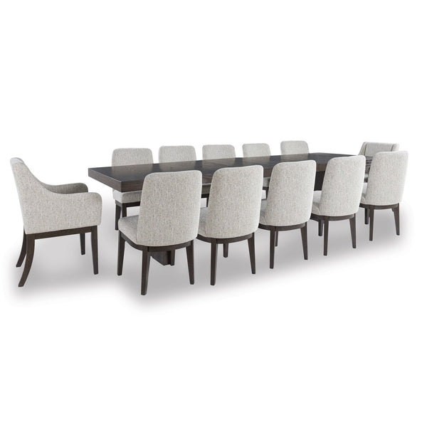 BURKHAUS DINING TABLE SET 12 CHAIRS + BUFFET - BROWN