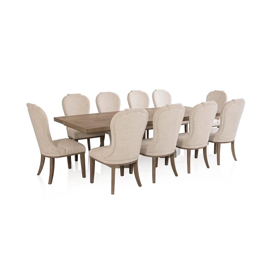 JORLAINA DINING TABLE SET 10 CHAIRS - GREY