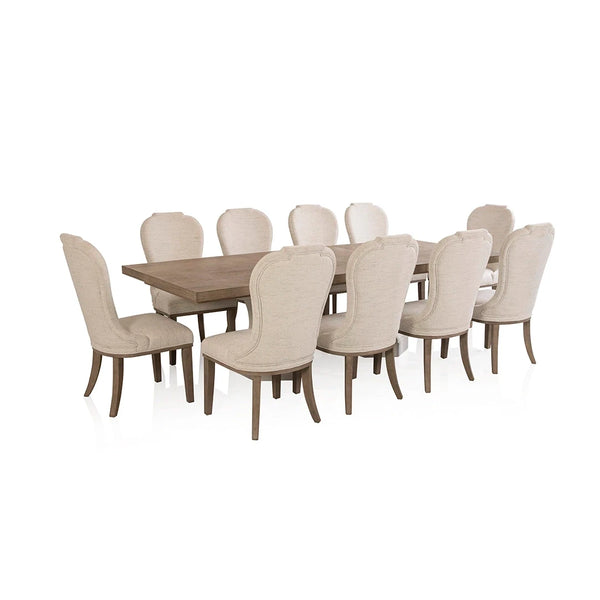 JORLAINA DINING TABLE SET 10 CHAIRS - GREY