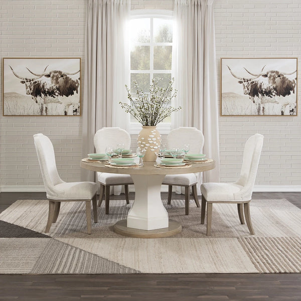 JORLAINA DINING TABLE SET 6 CHAIRS - GREY