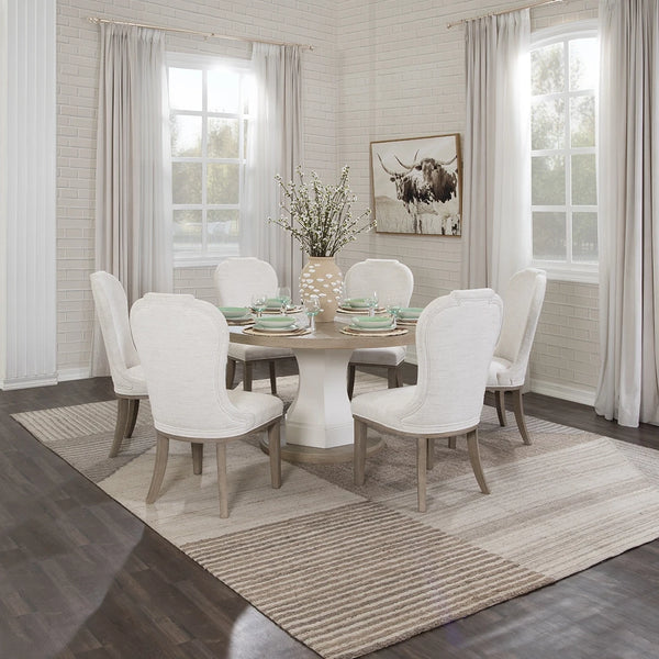 JORLAINA DINING TABLE SET 6 CHAIRS - GREY