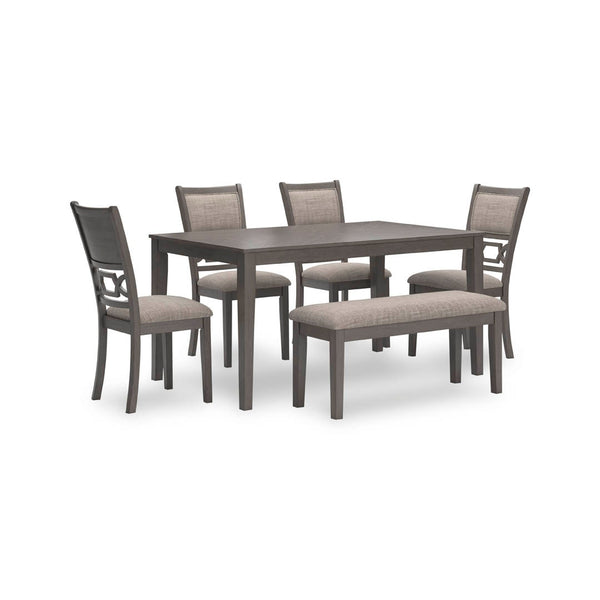 WRENNING DINING TABLE SET 4 CHAIRS + BENCH - GREY