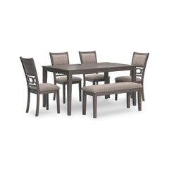 WRENNING DINING TABLE SET 4 CHAIRS + BENCH - GREY