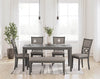 WRENNING DINING TABLE SET 4 CHAIRS + BENCH - GREY