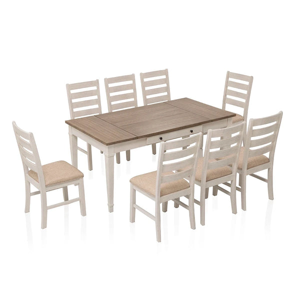 SKEMPTON DINING TABLE SET 8 CHAIRS - WHITE