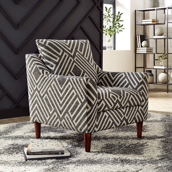 Morrilton Chair Ashley UAE black white geometric upholstery retro living room accent chair