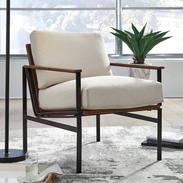 Tilden chair with beige and brown upholstery and solid wood frame ��� accent chair Ashley UAE