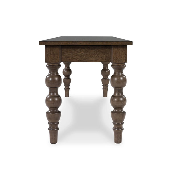Classic wooden dining bench in walnut finish, Veramond collection available at Ashley Furniture Dubai.