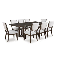 BRECKINGTON DINING TABLE SET 8 CHAIRS - BROWN