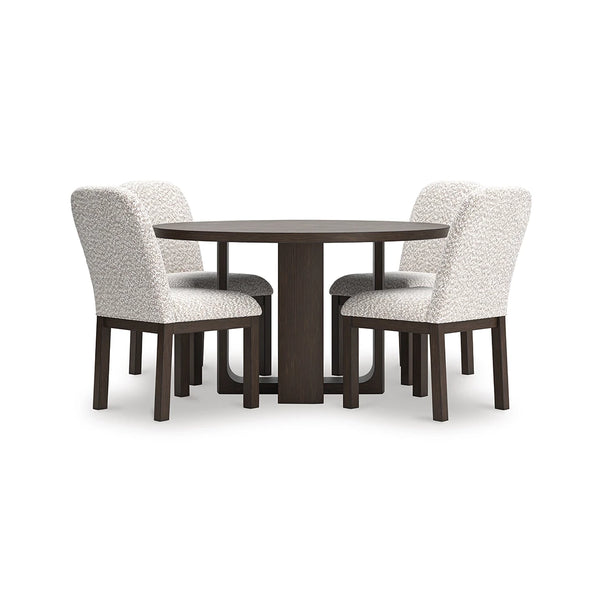 NEO DINING TABLE SET 4 CHAIRS - BROWN