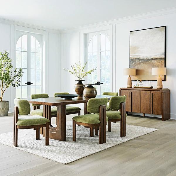 PALOMA DINING TABLE SET 6 CHAIRS - BROWN