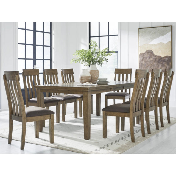 BROXTYN TIVOLY DINING TABLE SET 8 CHAIRS - BROWN