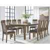 BROXTYN TIVOLY DINING TABLE SET 8 CHAIRS - BROWN