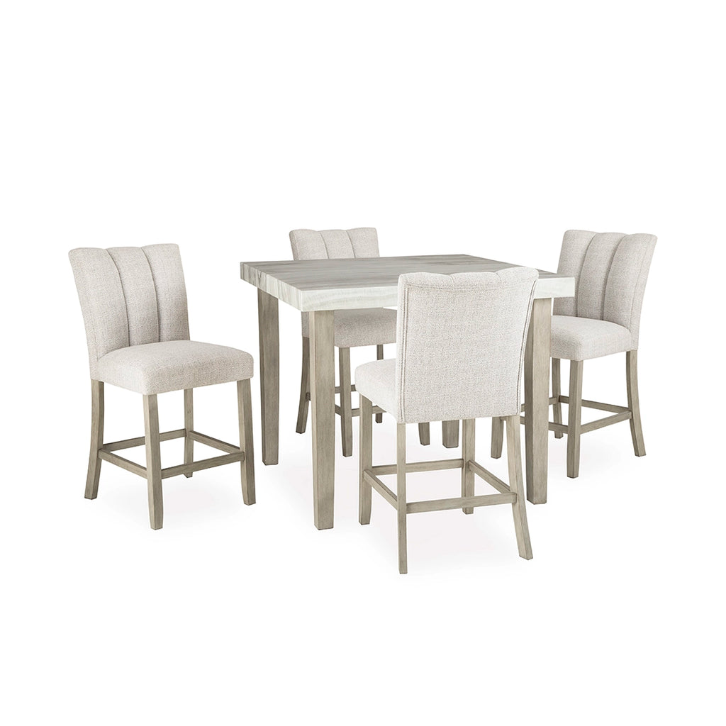 KARMENTON HIGH TABLE SET 4 CHAIRS - GREY