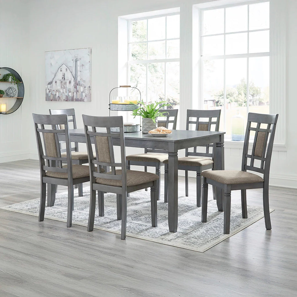 JAYEMYER DINING TABLE SET 6 CHAIRS