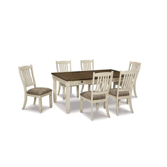 BOLANBURG DINING TABLE SET 6 CHAIRS BEIGE AND BROWN