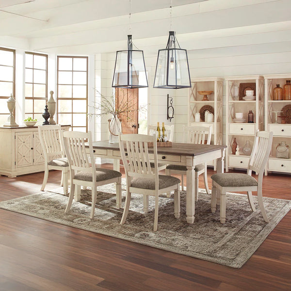 BOLANBURG DINING TABLE SET 6 CHAIRS BEIGE AND BROWN