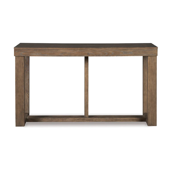 Contemporary textured wood sofa table for living room